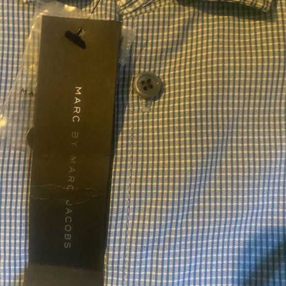 NWT MARC BY MARC JACOBS BLUE CHECK PRNT SUMMER LUX Shirt - Picture 5 of 11